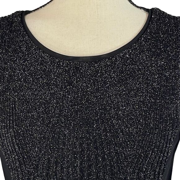 Joseph Ribkoff SZ 6 Bodycon Dress Scoop Neck 3/4 Sleeve Stretch Sparkly Glitter - Picture 2 of 10